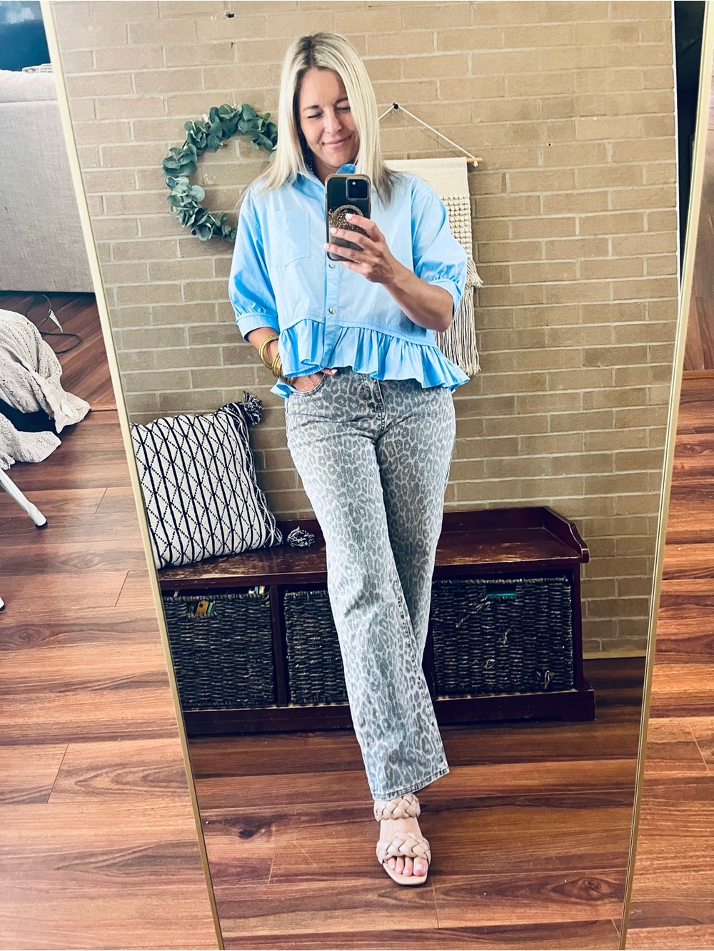 entro Light Blue Button-Up Shirt with Chest Pocket